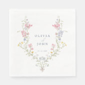 Elegant Floral dusty Blue Script Wedding  Servet (Voorkant)