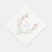Elegant Floral dusty Blue Script Wedding  Servet (Hoek)