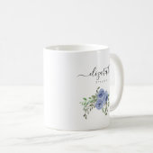 Elegant Floral Dusty Blue Waterverf Roos Script Koffiemok (Voorkant rechts)