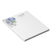 Elegant Floral Dusty Blue Waterverf Roos Script Notitieblok (Schuin)