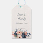 Elegant Floral Dusty Blue Wedding Cadeaulabel (Voorkant)