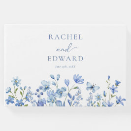 Elegant Floral Dusty Blue Wedding Gastenboek