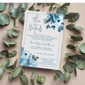 Elegant Floral Dusty Blue Wedding Informatiekaartje