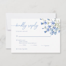 Elegant Floral Dusty Blue Wedding RSVP Kaartje