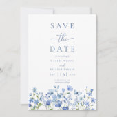 Elegant Floral Dusty Blue Wedding Save The Date (Voorkant)