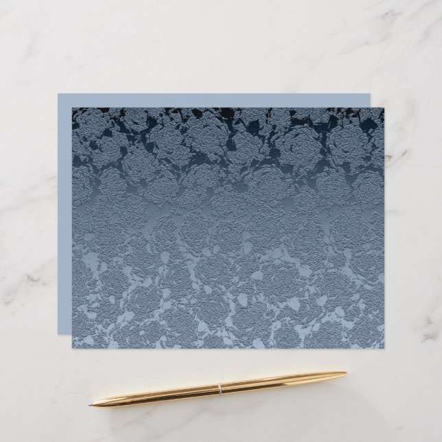 Elegant Floral Dusty Blue White Pattern (Voorkant / Achterkant in situ)