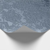 Elegant Floral Dusty Blue White Pattern Cadeaupapier (Hoek)