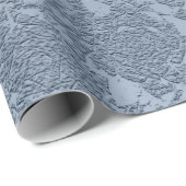 Elegant Floral Dusty Blue White Pattern Cadeaupapier (Rol Hoek)