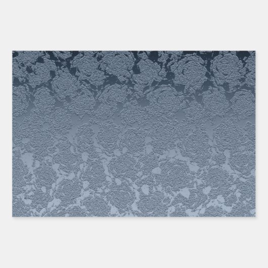 Elegant Floral Dusty Blue White Pattern Inpakpapier Vel (Voorkant)