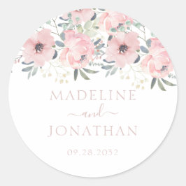 Elegant Floral Dusty Blush Pink Geometry Wedding Ronde Sticker