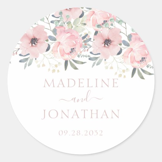 Elegant Floral Dusty Blush Pink Geometry Wedding Ronde Sticker (Voorkant)