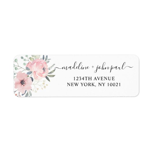 Elegant Floral Dusty Blush Pink Wedding Etiket (Voorkant)