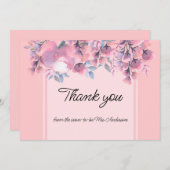 Elegant Floral Dusty Roos Bedankkaart (Voorkant / Achterkant)