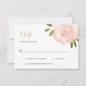 Elegant Floral Dusty Roos Blush Pink Wedding RSVP Kaartje (Voorkant)