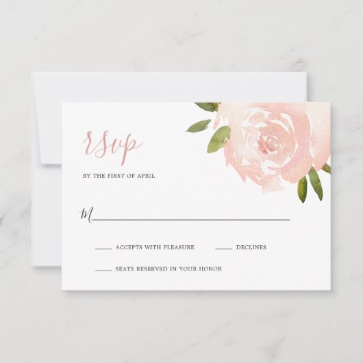 Elegant Floral Dusty Roos Blush Pink Wedding RSVP Kaartje (Voorkant)
