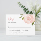 Elegant Floral Dusty Roos Blush Pink Wedding RSVP Kaartje (Staand voorkant)
