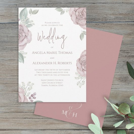 Elegant Floral Dusty Roos Classic Roos Flowers Kaart