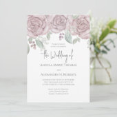 Elegant Floral Dusty Roos Klassieke Waterverf Kaart (Staand voorkant)