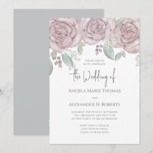 Elegant Floral Dusty Roos Klassieke Waterverf Kaart