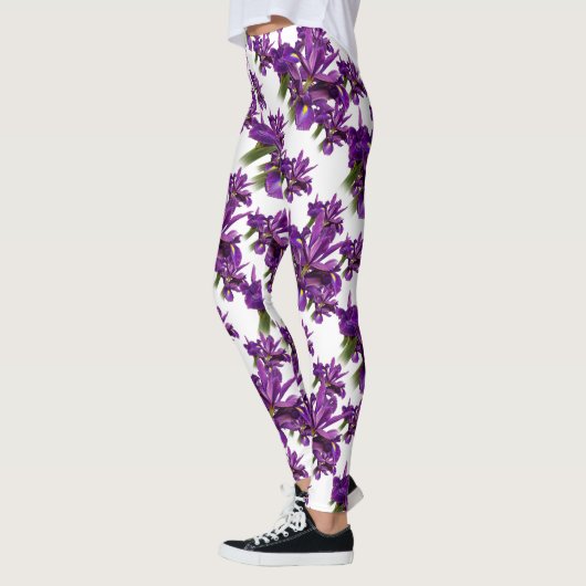 Elegant Floral Dutch Iris Paarse Sensation Flowers Leggings (Links)