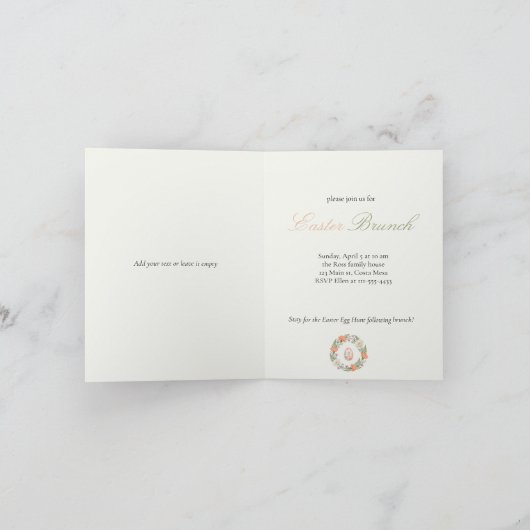 Elegant Floral Easter Blessings Brunch Invitation (Binnen)