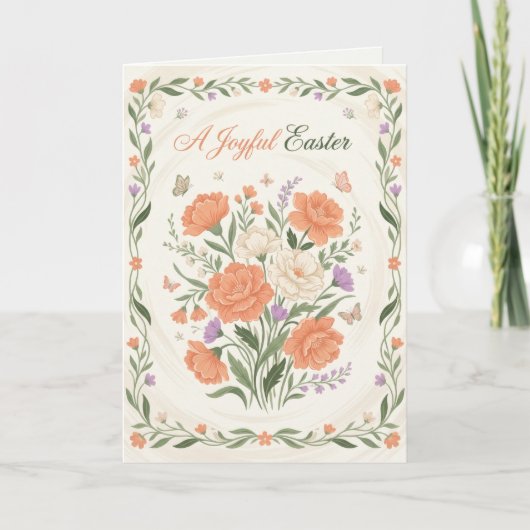 Elegant Floral Easter Blessings Brunch Invitation  Kaart (Voorkant)