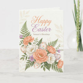 Elegant Floral Easter Blessings Brunch Invitation Kaart