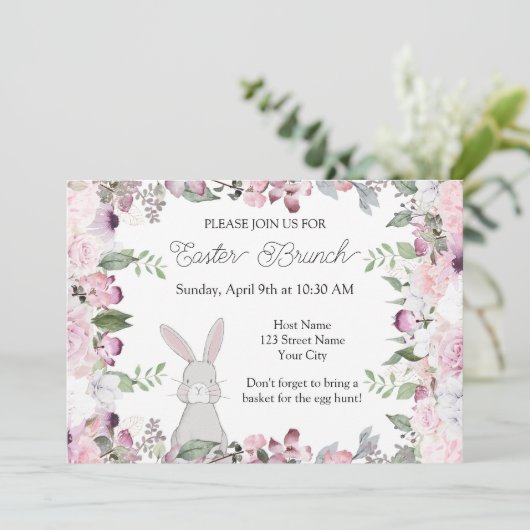 Elegant Floral Easter Brunch Uitnodiging (Staand voorkant)