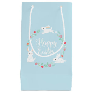 Elegant Floral Easter Bunny Gift Bag Klein Cadeauzakje