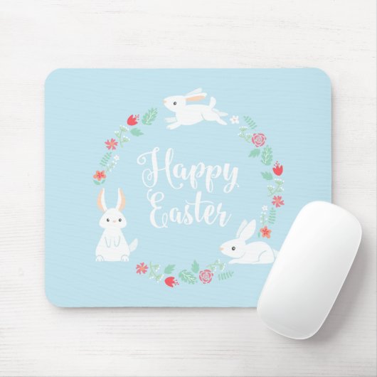 Elegant Floral Easter Bunny | Mousepad Muismat (Met muis)