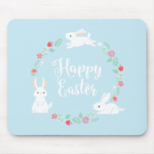 Elegant Floral Easter Bunny | Mousepad Muismat (Voorkant)