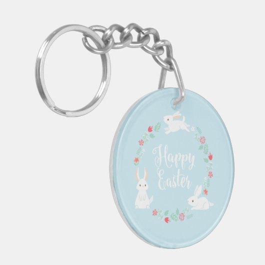Elegant Floral Easter Bunny | Sleutelhanger (Voorkant Links)