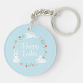 Elegant Floral Easter Bunny | Sleutelhanger (Achterkant)