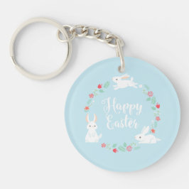 Elegant Floral Easter Bunny | Sleutelhanger