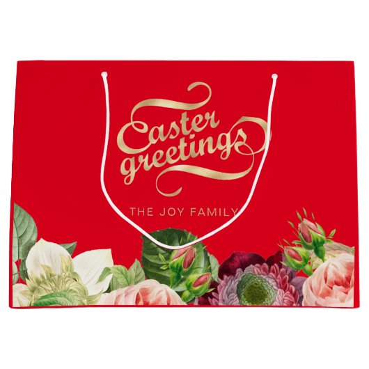 Elegant Floral Easter Large Gift Bag Groot Cadeauzakje (Voorkant)