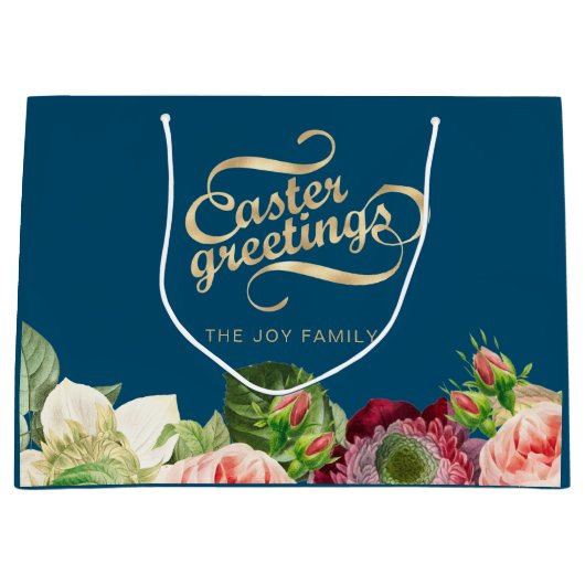 Elegant Floral Easter Large Gift Bag Groot Cadeauzakje (Voorkant)