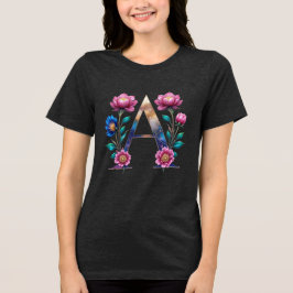 Elegant Floral Een Initialen T-shirt voor haar
