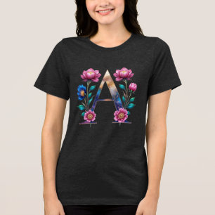 Elegant Floral Een Initialen T-shirt voor haar