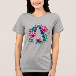 Elegant Floral Een Initialen T-shirt voor haar
