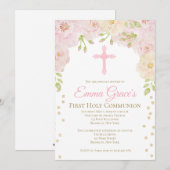 Elegant Floral Eerste Heilige Communauteit Uitnodi Kaart (Voorkant / Achterkant)