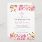 Elegant Floral Eerste Heilige Communauteit Uitnodi Kaart (Voorkant / Achterkant)