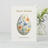 Elegant Floral Egg Pretty Spring Flowers Easter Feestdagenkaart (Staand voorkant)