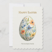 Elegant Floral Egg Pretty Spring Flowers Easter Feestdagenkaart (Voorkant)