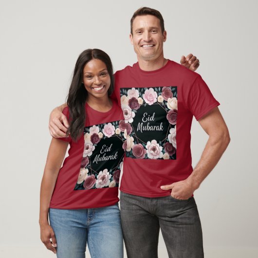 Elegant Floral Eid Mubarak Mannen Tshirt (Unisex)