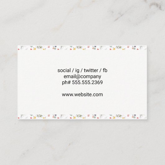 Elegant Floral Elements Border Visitekaartje (Achterkant)