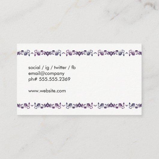 Elegant Floral Elements Cursive Text Visitekaartje (Achterkant)