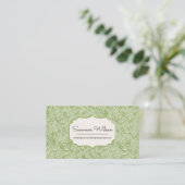 Elegant Floral Embossed Green Visitekaartje (Staand voorkant)