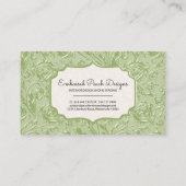 Elegant Floral Embossed Green Visitekaartje (Achterkant)