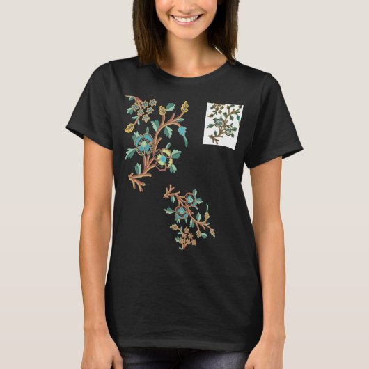 Elegant Floral Embroidery Motifs T-Shirt (Voorkant)