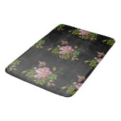 Elegant Floral Embroidery Pattern Black Background Badmat (Gekanteld)